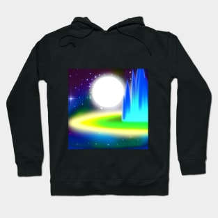 Moonlight Flight Along Galaxies Edge | AI Generated Design by @remlorart Hoodie